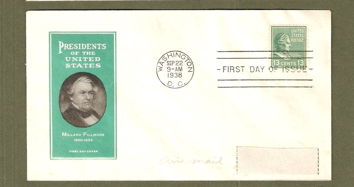 Scott 818 Millard Filmore Sep 22 1938 Ioor Cachet FDC