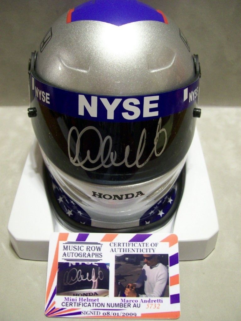 Marco Andretti Augtographed Mini Helmet NASCAR NYSE