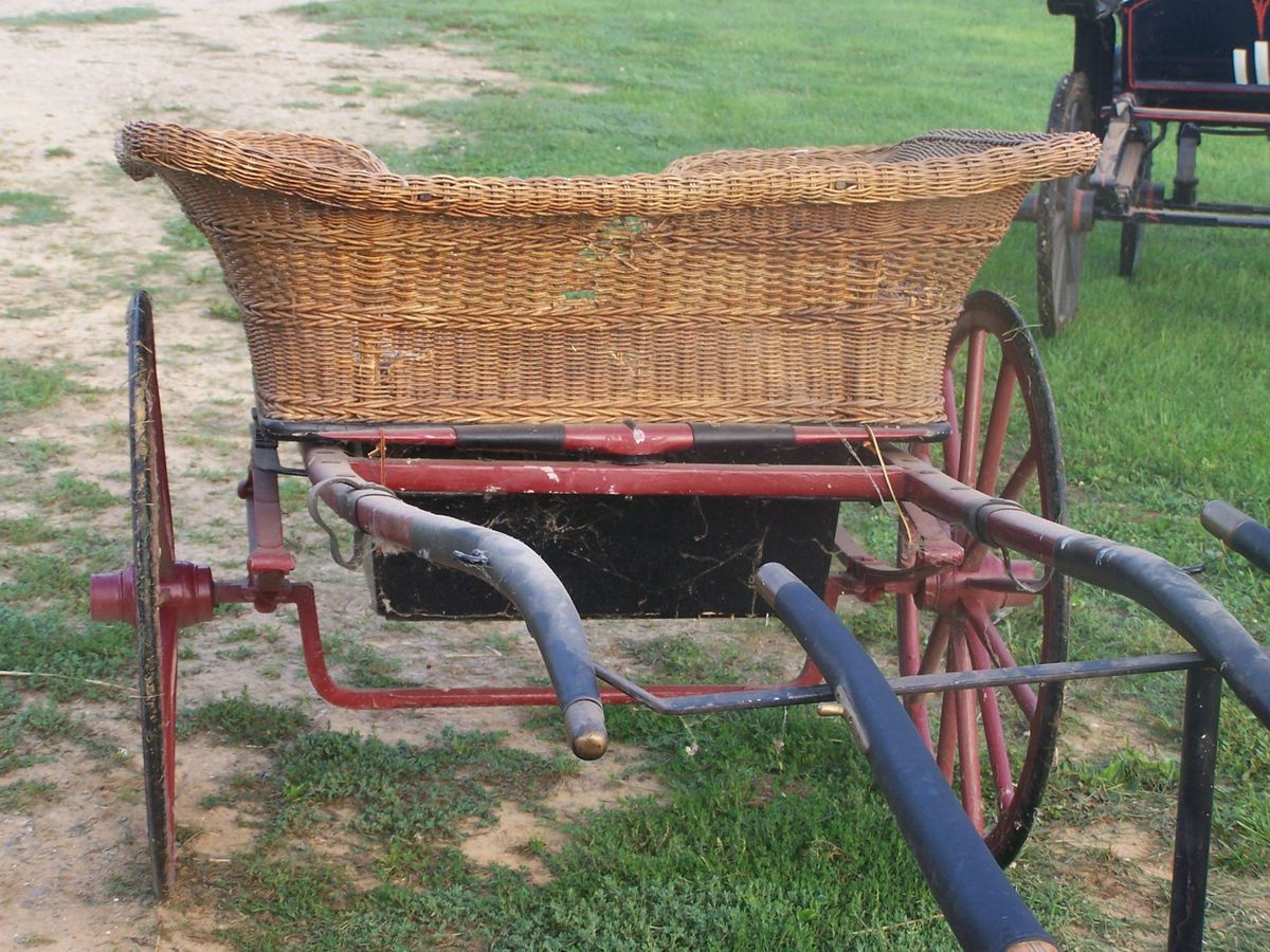 Antique Miniature Horse Small Pony Wicker 2 whl Nanny Tub Cart