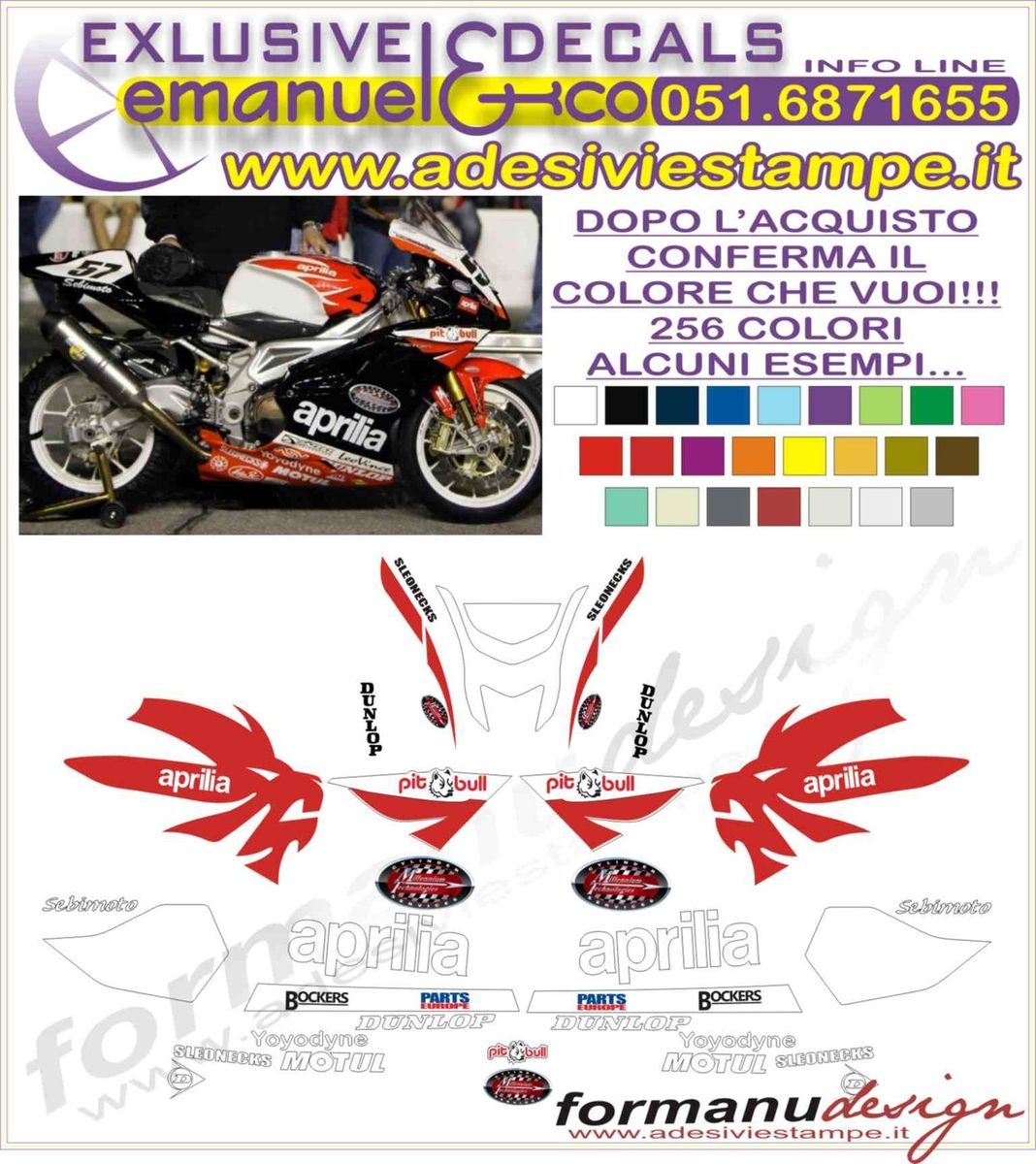 Kit Adesivi Decal Stickers Aprilia RSV 1000 R Replica Factory Daytona