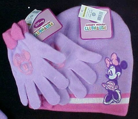 NWT Disney Mickey Mouse Clubhouse Minnie Cold Weather Set Hat & Gloves