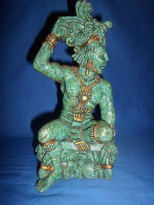 Mayan King Pakal Sitting on Slaves Statue/Figure   Mexcio 1980s