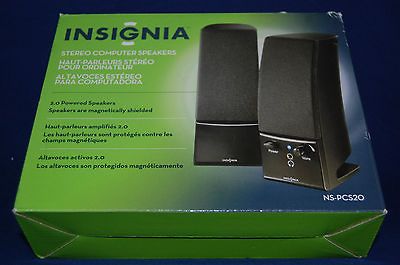 INSIGNIA STEREO COMPUTER SPEAKERS BLACK 2.0 POWERED GOOD SOUND #@1
