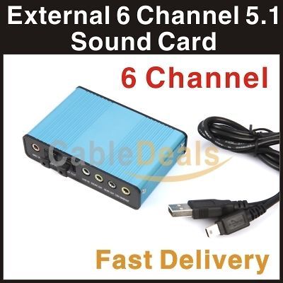 USB 2.0 External 6 Channel 5.1 S/PDIF Optical Sound Card Audio For PC