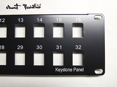 Black 32 Port Keystone Blank Rack Patch Panel 19 2U