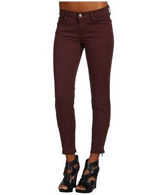 FOR ALL MANKIND WOMENS KHAKI ZIPPER LEG SKINNY TWILL PANTS JEANS $