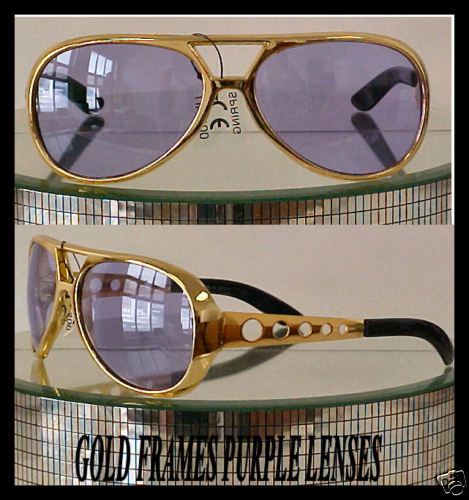 PAIR ELVIS SUNGLASSES GOLD FRAMES LARGE MULTI COLOR