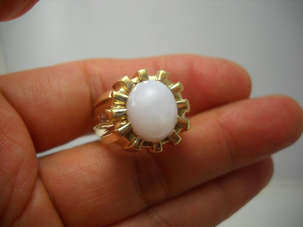 18KT Y/G MENS LINDE WHITE STAR SAPPHIRE RING G83404