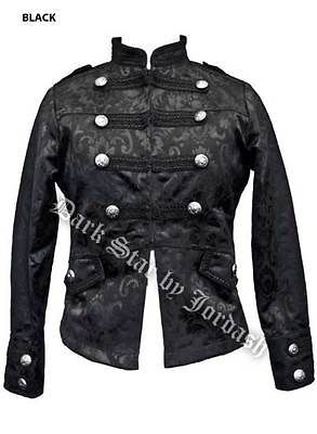 Womens Mens Black Military Jacket Coat Darkstar Brocade Gothic Punk