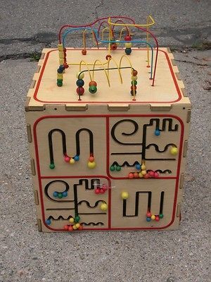 TOY CHILDREN WOODEN ACTIVITY CUBE 23 1/2 SQUARE in GREAT CONDITION