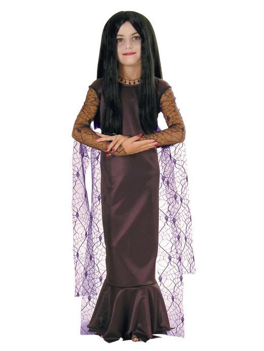 Morticia Addams Family Gothic Vampire Witch Dress Up Halloween Child