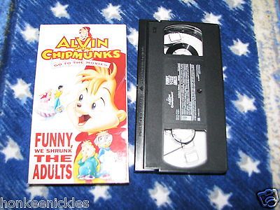 THE CHIPMUNKS GO TO THE MOVIES FUNNY, WE SHRUNK THE ADULTS VHS VIDEO