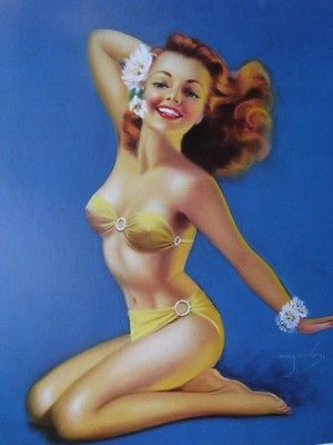 BILLY DEVORSS PINUP GIRL ART BRUNETTE SWIMSUIT BEAUTY AS GOOD AS IT