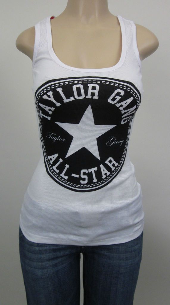 TAYLOR GANG All Star Tank Top Wiz Khalifa TGOD Womens White Juniors Jr