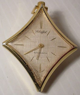 ANTIQUE LADIES SCHAFFER SWISS PENDANT NECKLACE WINDING POCKET WATCH