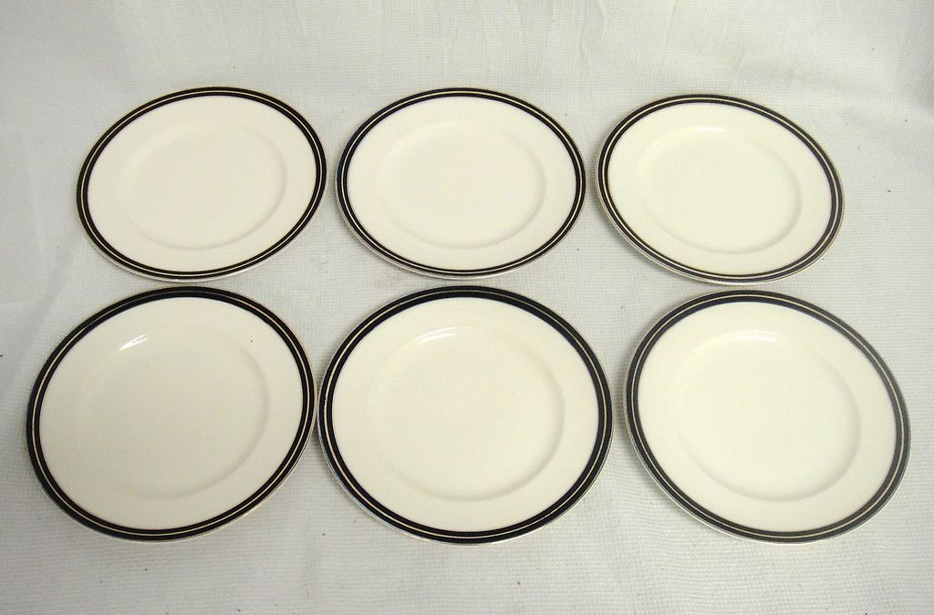 Set of 6 Alfred Meakin Bleu de Roi Pattern 8 Dessert Plates