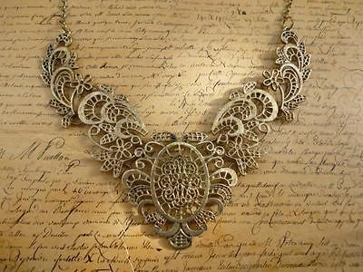 Vintage Bronze Elegant Statement Filigree Tribal Aztec Bib Collar