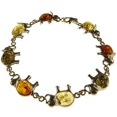 BALTIC AMBER STERLING SILVER 925 ELEPHANT BRACELET JEWELLERY JEWELRY