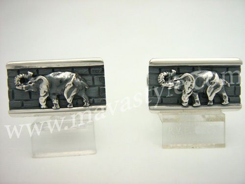 925 Sterling Silver Elephant Animal Cuff Links Cufflinks Jewelry Bijou