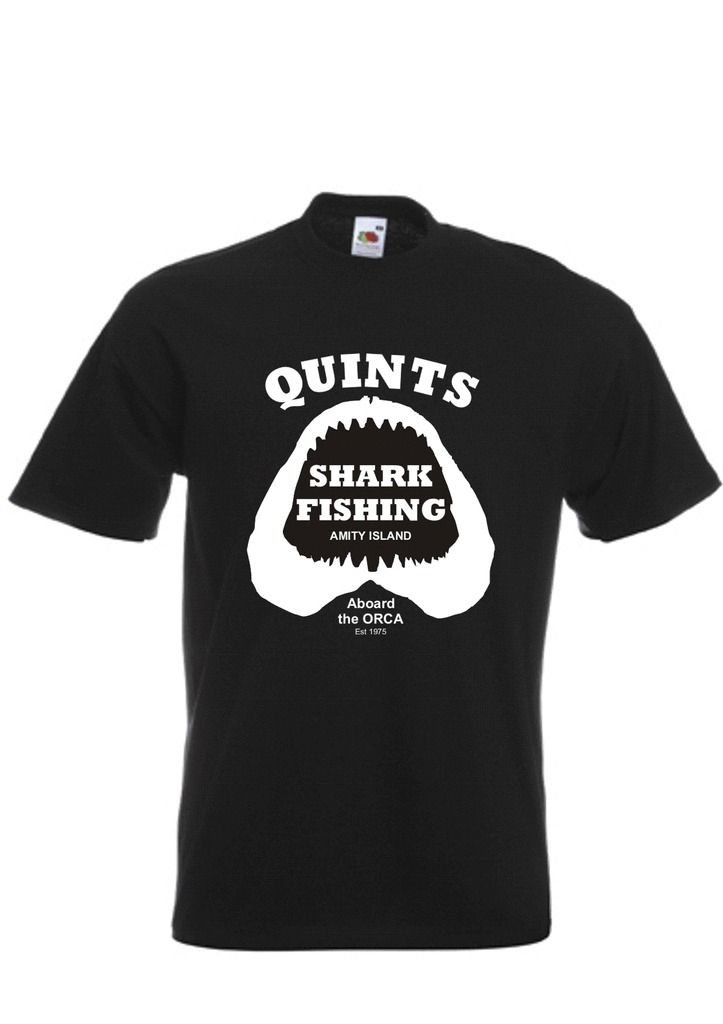 9160 QUINTS SHARK FISHING T SHIRT inspired by JAWS amity island