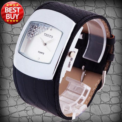 Crystal Womens Wrist Watch Dark Serpentine PU Band Quartz Analog