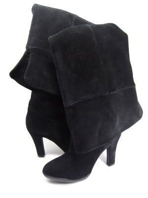 GEOX WOMENS DONNA ANGIE OVER THE KNEE HIGH HEEL BOOT BLACK SUEDE SIZE