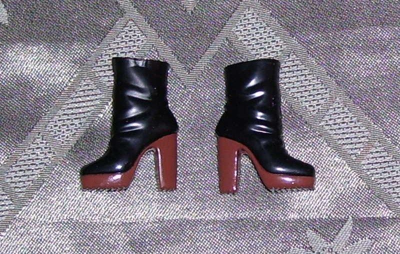 MATTEL BARBIE BLACK & TAN RUBBER BOOTS SHOES