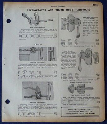 Refrigerator, Truck Body Latches, Original Vintage 1930s Union