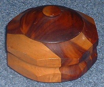 Vintage CEDAR BOX CHEST round lathed octogan JEWELRY