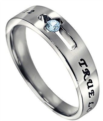 Solitaire Birthstone March Aquamarine True Love Waits Christian