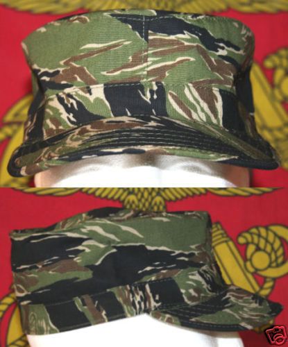 TIGER STRIPE CAMO RANGER PATROL CAP BDU HAT W/ POCKET SIZE 7 1/2 U.S