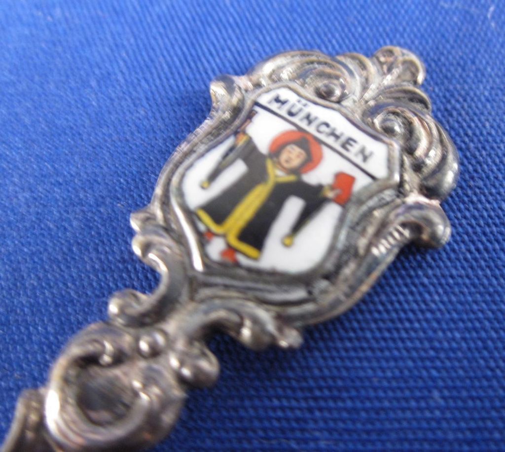 Souvenir Spoon Vintage Munchen Monk Enamel Hermann Signed 90