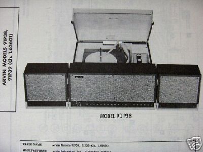 ARVIN 91P38 & 91P39 PHONOGRAPH PHOTOFACT