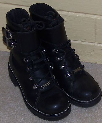 Black Leather ~ HARLEY DAVIDSON ~ Tall Motorcycle Riding BOOTS Womens