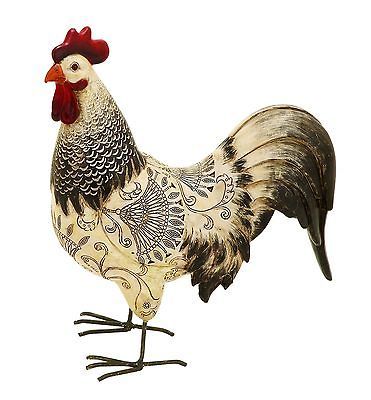 Large Speckled Garden Rooster 14H Polystone Garden Statue 69409