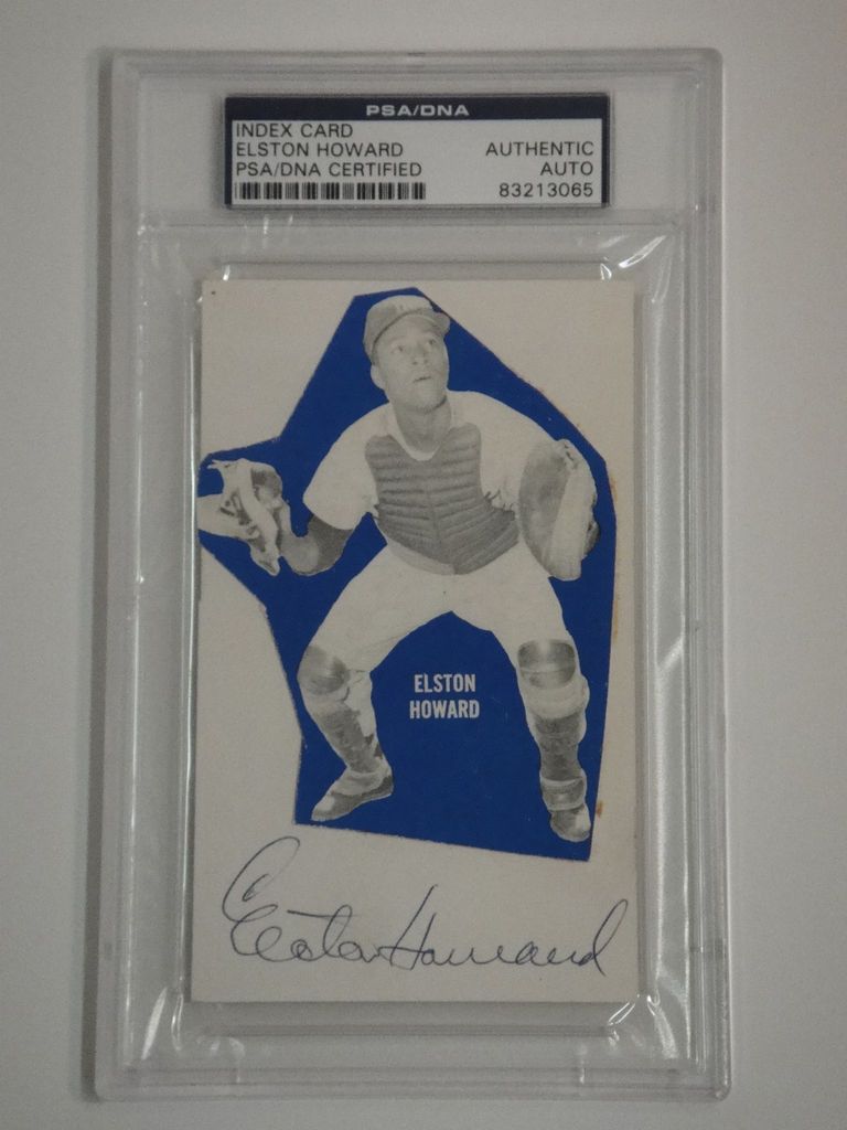 ELSTON HOWARD PSA/DNA SIGNED INDEX CARD AUTOGRAPHED MINT YANKEE LEGEND