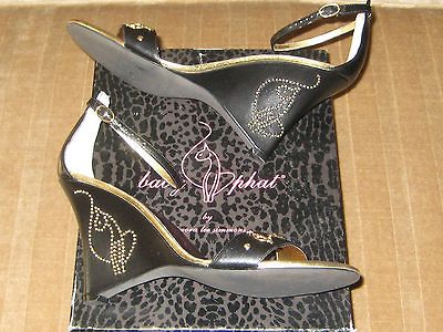 BABY PHAT GOLD AND BLACK WEDGE HEELS WITH RHINESTONES Sz 9