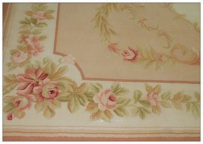 8X10 Shabby French Chic Aubusson Rug LIGHT PINK IVORY CREAM Subtle