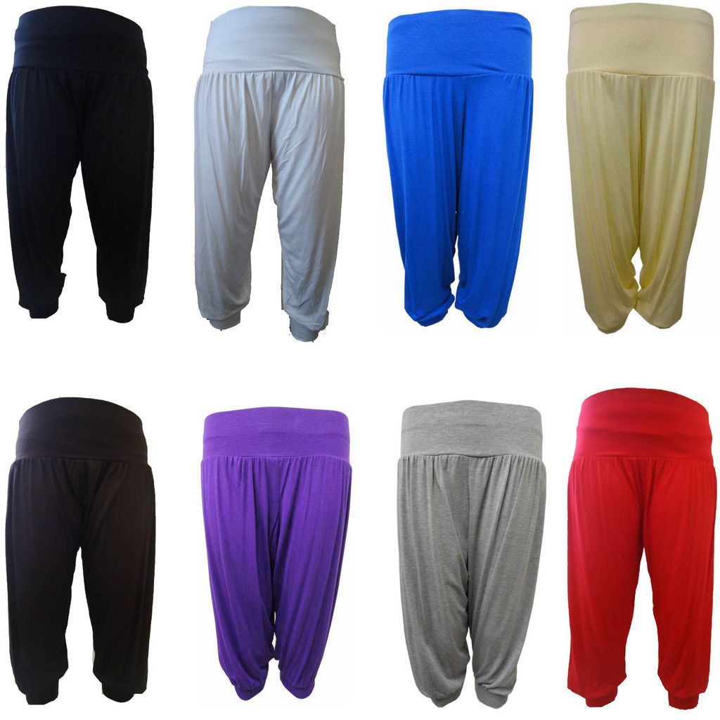 NEW LADIES ALI BABA 3/4 HAREEM TROUSERS SHORT CUFFED HAREM LEGGINGS 8