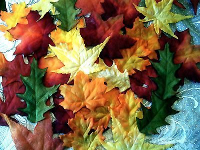 LOT OF 100 AUTUMN FALL SILK LIKE LEAVES WEDDING SPECTACULAR FALL