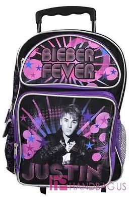 JUSTIN BIEBER Fever Burst of Purple 16 Large Roller Backpack Rolling