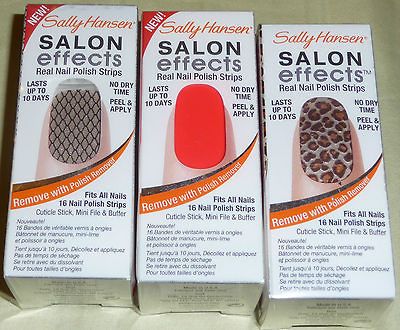 NEW Lot of 3 Sally Hansen Salon Effects Nail Polish Strips Kitty Kitty