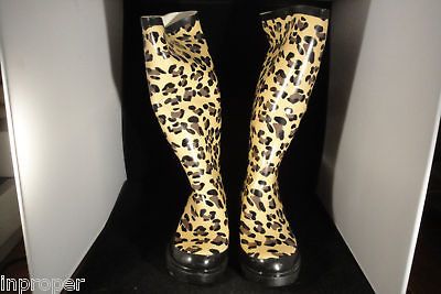 Womens,CHEETAH Rain Boots,Ballard Designs,New w/Black Carry Bag,Large