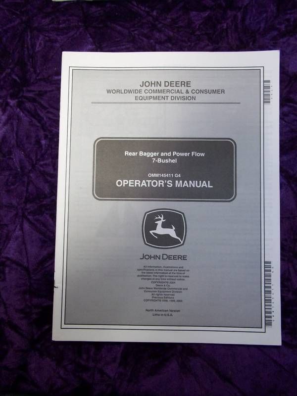 JohnDeere Rear Bagger/Pwr Flow 7 Bushel Operator Manual