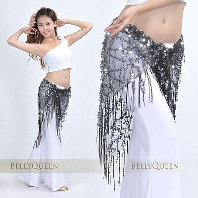 Womens Professional Yoga Belt Belly Dance paillette Hip Scarf T071