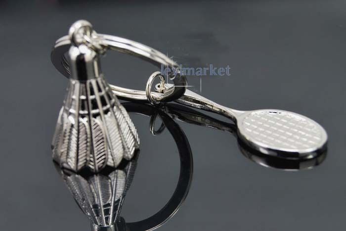 Fashion Classic 3D Badminton Racket Shape Keychain Sports Olympic