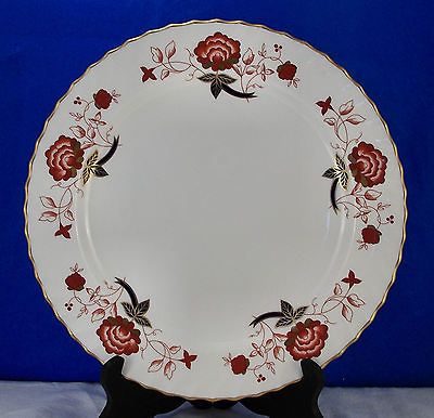 ROYAL CROWN DERBY BALI 11 3/4 ROUND PLATTER Charger RUST RED FLOWERS