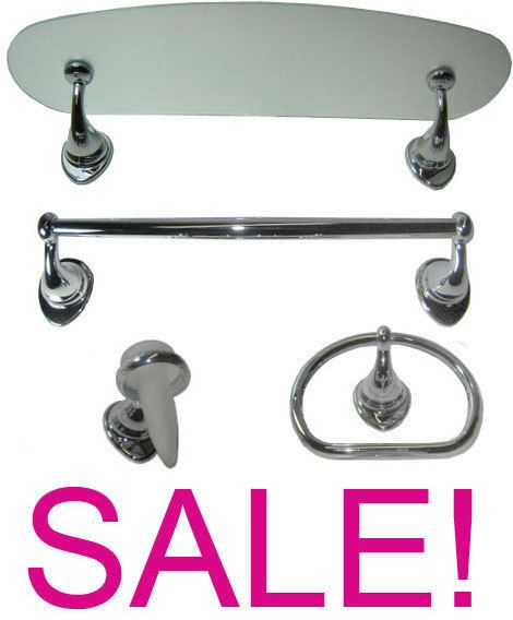 NEW DELTA BATHROOM ACCESSORIES glass shelf, towel bar, towel ring