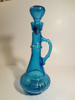 DREAM OF JEANNIE vtg art glass bottle blue decanter TV show arabian