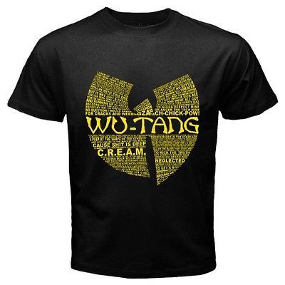 New WU TANG CLAN Logo Rap Hip Hop GZA RZA Black T Shirt Size S M L XL